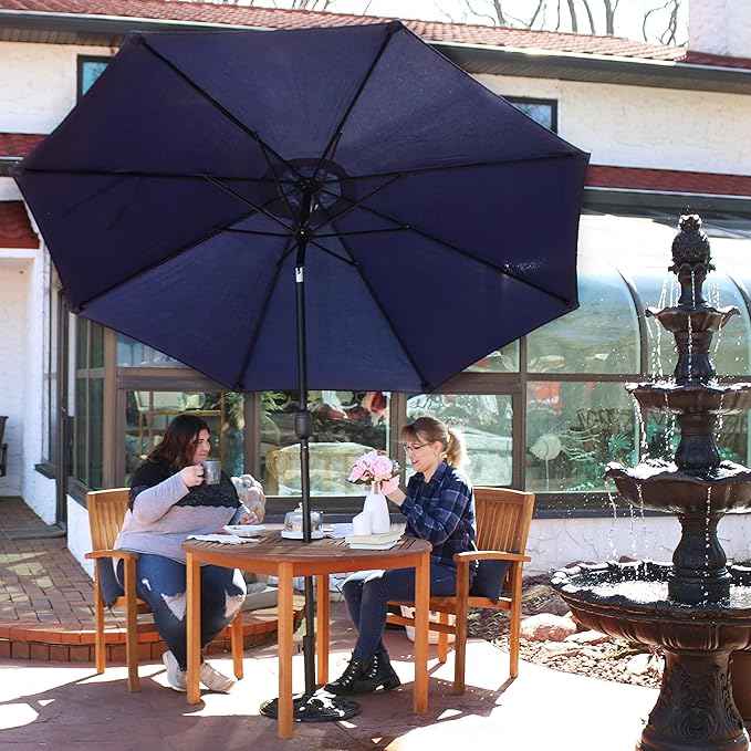 Sunnydaze Outdoor Patio Umbrella - Polyester Table Market Umbrella with Push-Button Tilt and Crank - 8 Sturdy Ribs - Navy Blue - 9ft SunnydazeDecor