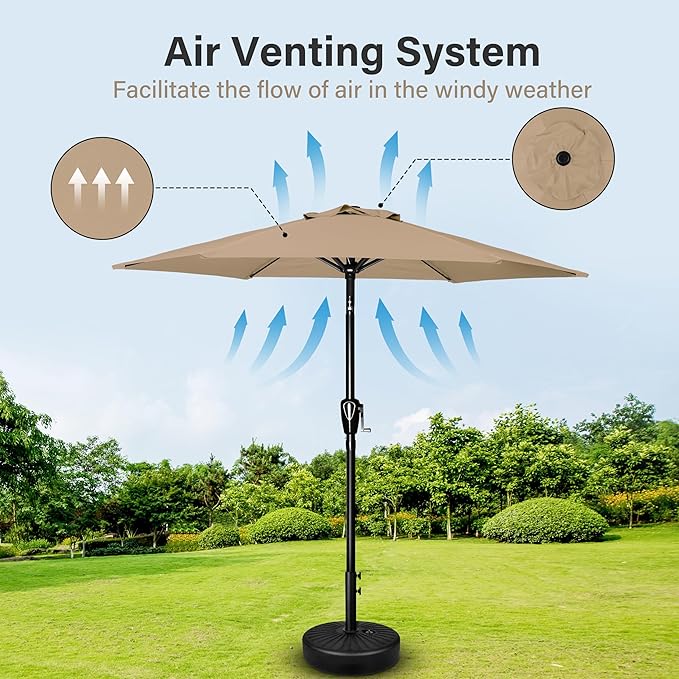 Simple Deluxe 9' Patio Umbrella Outdoor Table Market Yard Umbrella with Push Button Tilt/Crank SimpleDeluxe