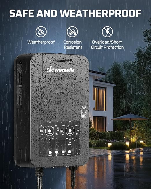 DEWENWILS 300W Low Voltage Landscape Transformer with 2 Zones, 120V AC to 15V DC, Low Voltage Transformer with Remote, Photocell Sensor & Timer, Outdoor Landscape Lighting for Spot Light Steplight DEWENWILS