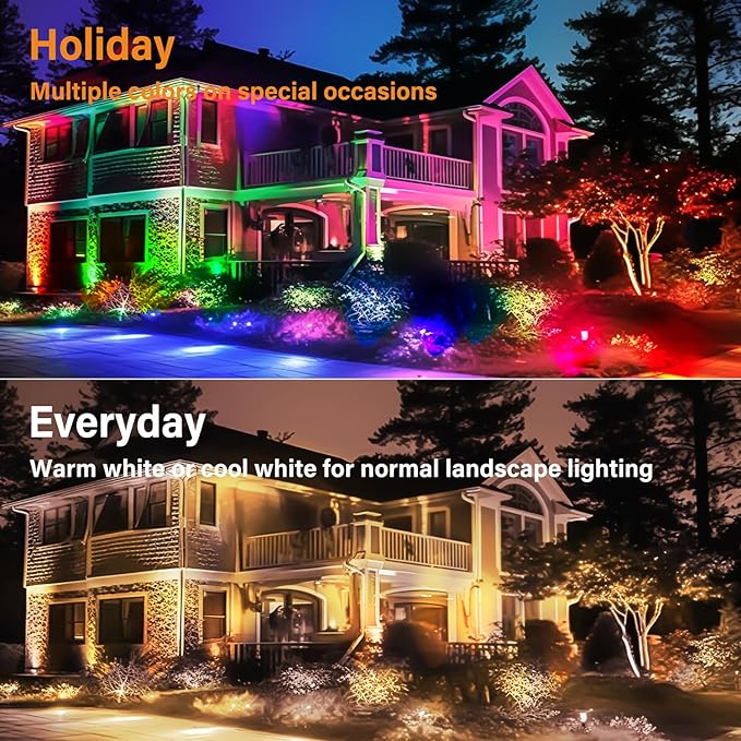 Low Voltage RGBW LED Landscape Lights Spot Lights Outdoor for Yard Garden Decor Spotlight, 12V-24V Low Voltage Landscape Lighting with 16 Color Changing and Remote IP68 Waterproof (8) Agdjasa