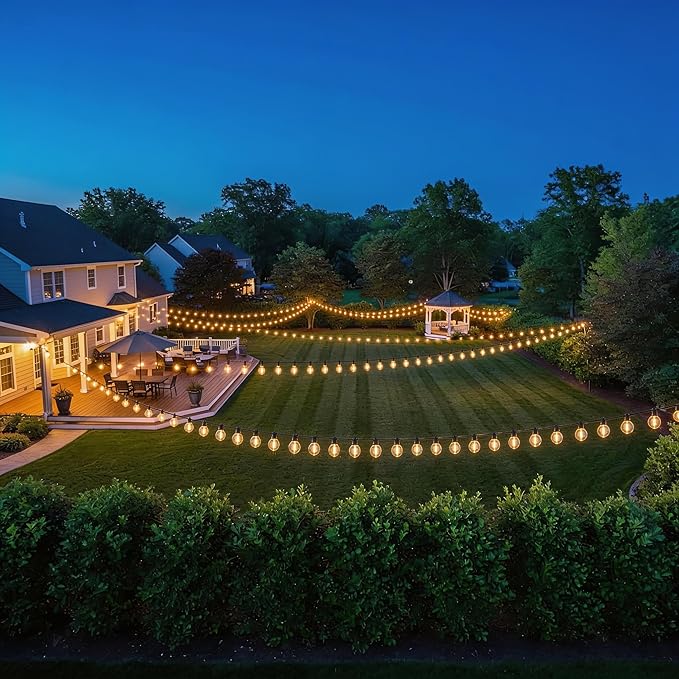 RTTY Classic 300FT Modular Professional Outdoor String Lights System with 111 G40 Bulbs (3x100FT) - Configure for Estate Borders, Multi-Area Event Sites, Commercial Corridors & Permanent Installations RTTY