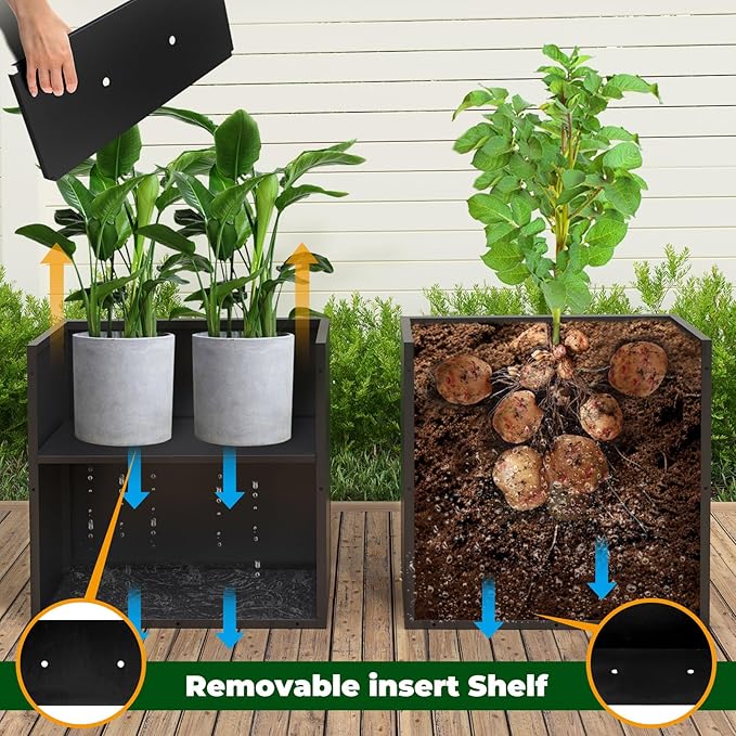 Black Steel Metallic Heavy Planter 30" x 12" x 24" for Outdoor Plants Metal Long Outdoor Planter Spliced Flower Box with Partitions for Outside,Indoor,Garden (Black, 30 * 12 * 24) DISCOVERINGBEAUTY