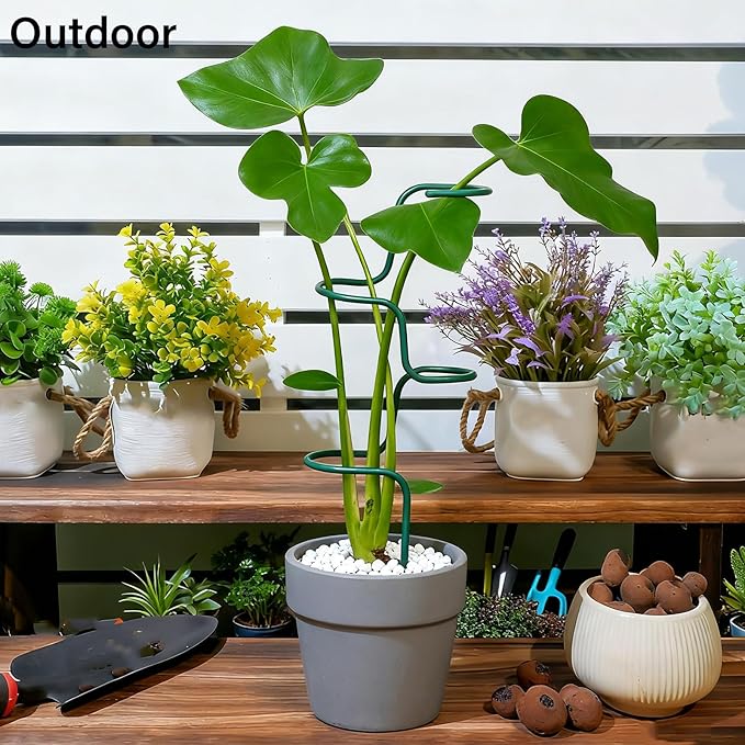 Set of 3 Sturdy Metal Plant Support Stakes for Indoor & Outdoor Use - Garden Trellis for Hydrangeas, Monstera, Flowers, Herbs, and Seedlings - Ideal for Small to Medium Plants Goooxim