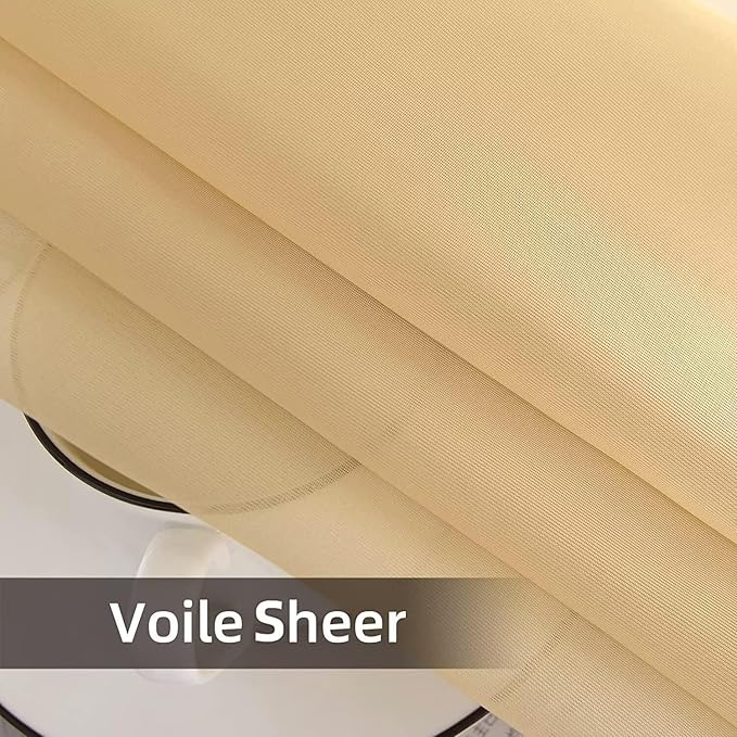 SpaceDresser Waterproof Outdoor Sheer Curtains for Patio - 2 Panels Rod Pocket Indoor Voile Sheer Curtain for Living Room,52W x 108L inch, Beige SpaceDresser