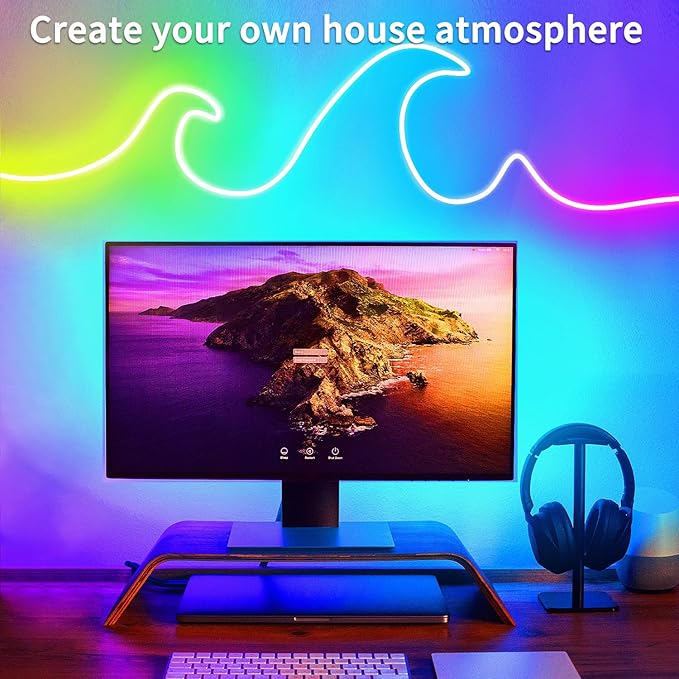 16.4FT DC24V RGB LED Neon Rope Lights with Remote/APP Control, Waterproof, Flexible, Multicolor, Modern Style for Bedroom, Room, Outdoors, Christmas Decor segrass