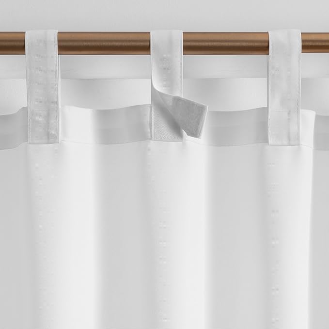 Elrene Home Fashions Matine Weatherproof Tab-Top Indoor/Outdoor Solid Color Curtain Panel for Porch, Pergola, Patio, Deck, 52”W x 95”L, White ElreneHomeFashions