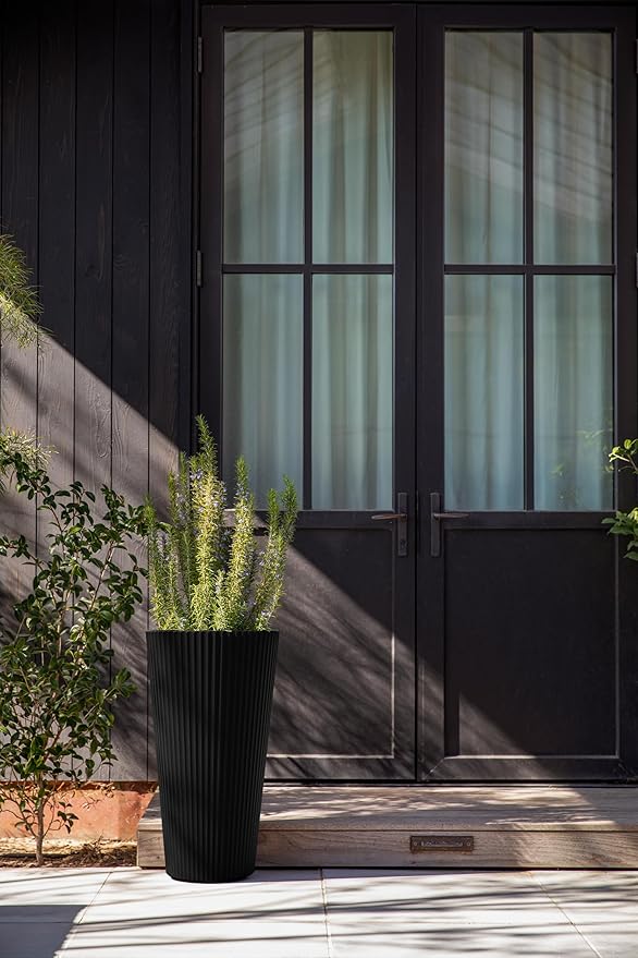 Veradek Demi Series Tall Planter for Porch, Patio, Backyard | Durable Plastic-Concrete Material | Modern Décor for Tall Plants, Grasses VeradekOutdoor