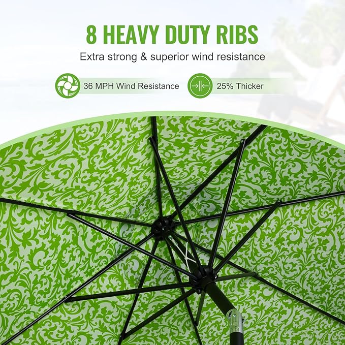 Backyard Expressions 9 ft. Patio Umbrella, Market Table Umbrella w/Tilt and Crank, 8 Ribs BackyardExpressions