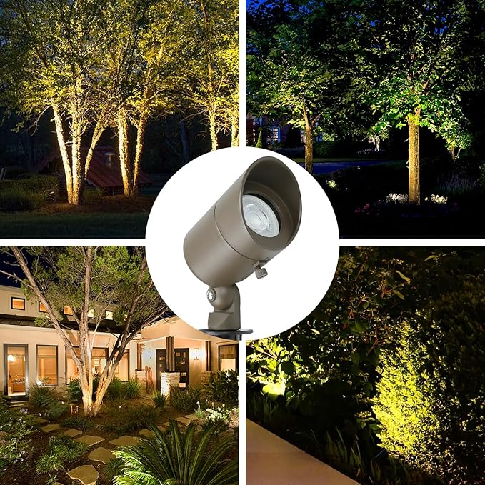 Lumina Lighting® 4W Landscape Lighting 12V Landscape Lights Low Voltage Landscape Spotlights Warm White Waterproof Outdoor Replaceable LED Bulb for Garden, Lawn, Porch, Patio and Yard(Bronze, 2-Pack) LuminaLighting%C2%AE
