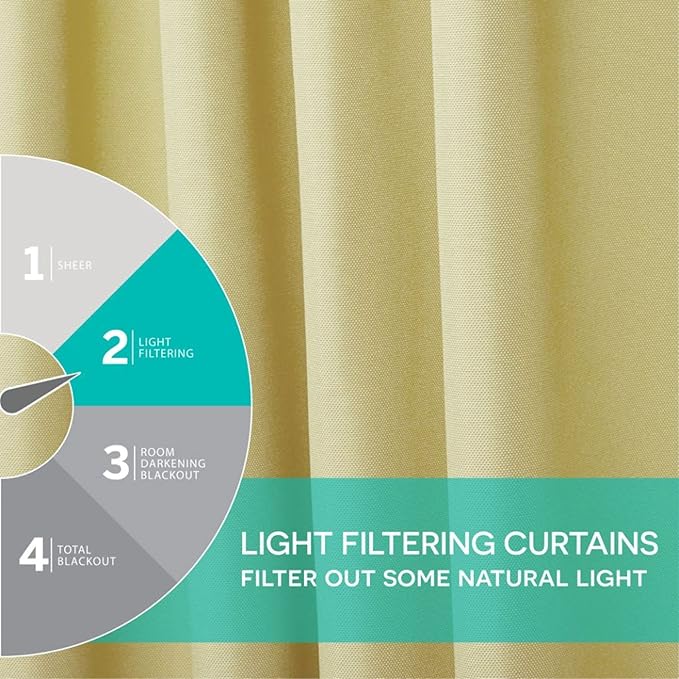Exclusive Home Cabana Solid Indoor/Outdoor Light Filtering Hook-and-Loop Tab Top Curtain Panel Pair, 54"x63", Sundress Exclusive+Home