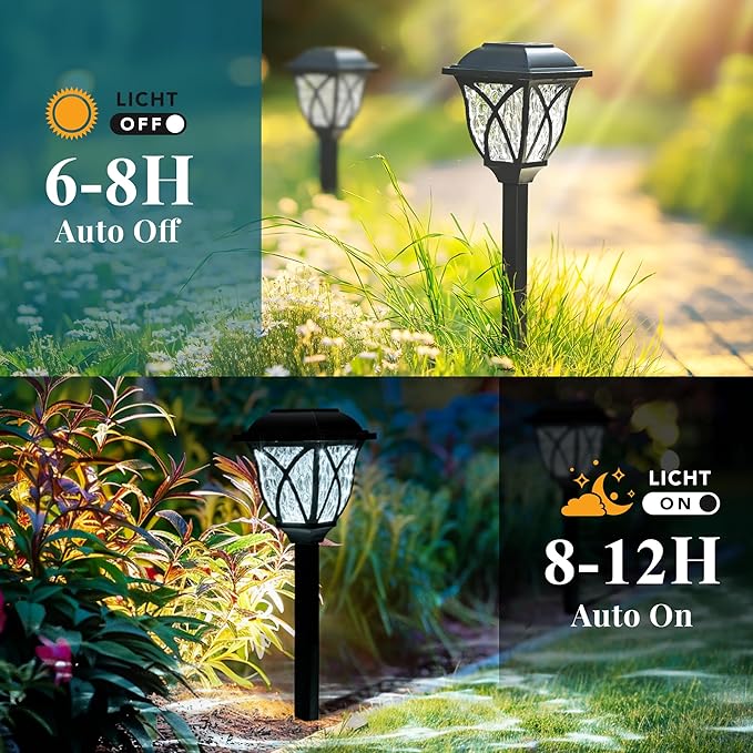 GIGALUMI 6 Pack Solar Lights Outdoor Waterproof, LED Solar Garden Lights, Outdoor Decorations, Garden Decor for Yard, Patio, Landscape, Planter, Walkway (Cold White) GIGALUMI