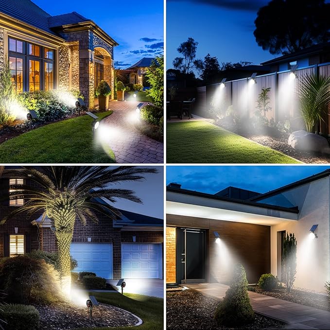 nipify 8 Pack Solar Spot Lights Outdoor Waterproof with 3 Modes, Solar Spotlight Light for Outside Yard Landscape Lighting Pathway Lights Wall, Cool White Nipify