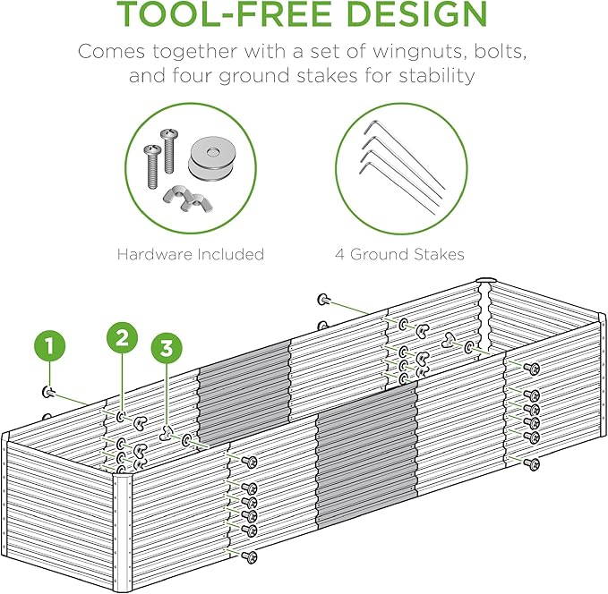 Best Choice Products 8x2x2ft Raised Outdoor Metal Garden Bed, Deep Root Box Planter for Vegetables, Flowers, Herbs, 240 Gallon Capacity, 100% Non Toxic Materials - Wood Grain BestChoiceProducts