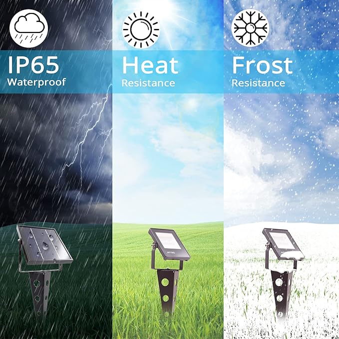 Solar Spotlights Outdoor Waterproof, Zeta 6-in-1 Spot Lights Metal Warm White Auto On/Off Dusk to Dawn Landscape Flag Pole Uplights for Outside House Trees Garden Yard Driveway Pathway Lawn Sunlife