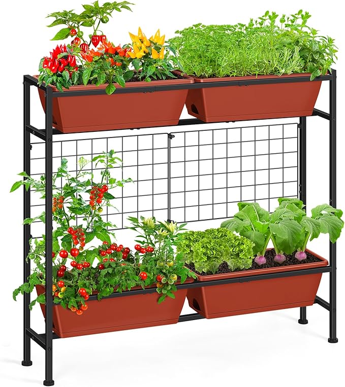 Raised Garden Beds with Legs, Elevated Planter Box Outdoor for Vegetables, Flowers, Herbs, Indoor Standing Garden Bed with Drainage Holes for Backyard Patio Gardening, Red OYEAL