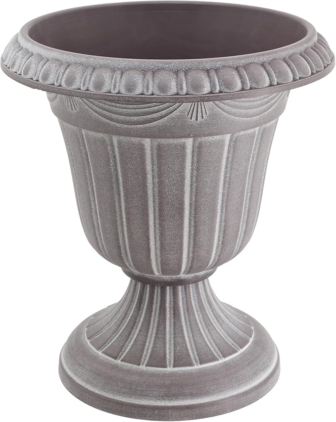 Arcadia Garden Products PL20WW Indoor/Outdoor Classic Traditional Plastic Urn Planter, Whitewash, 10" x 12", White Wash Rootora