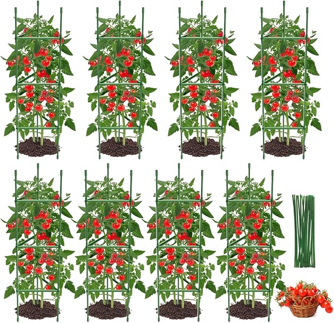 8PCS Tomato Cages for Garden, Tomato Trellis for Raised Garden Bed, 51.2" Tall Cage Plant Support for Pots, Gardening Supplies Trellis for Climbing Plants (8PCS，High: 51.2 Inch) GrowYourGreenParadise