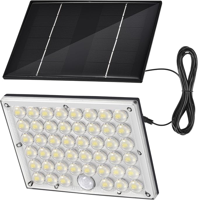 184 LED Solar Lights Outdoor, Waterproof Solar Motion Sensor Flood Lights Outside with 3 Modes Adjustable, Auto On/Off, 20Ft Cable for Porch, Patio, Garden, Garage,Yard Rootora