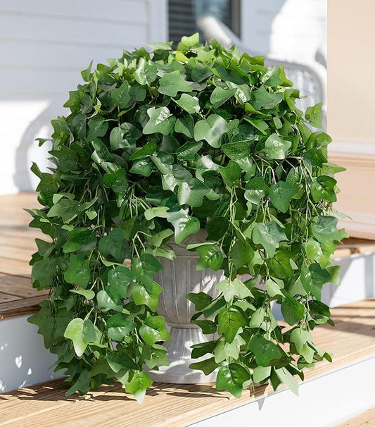 Faux Outdoor Plants Fake Hanging Plants for Outdoors Outside Decorations, 2 Pcs Green Fake Ivy Vines Realistic UV Resistant Artificial Greenery for Planters Porch Garden Yard Front Door Patio Indoor Ivydale