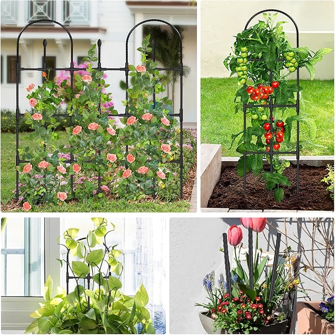Trellis for Climbing Plants Outdoor,47.2" H Garden Trellis,Rustproof Garden Arch Trellis Cucumber Tomato Support Structure for Raised Bed MQHUAYU
