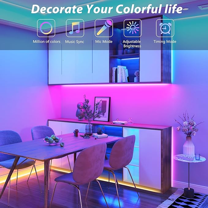 Outdoor Led Strip Lights Waterproof 50ft (1 Roll), Ip65 Outside Led Light Strip Waterproof with Remote and App Control, Exterior Led Rope Lights Music Syne RGB Strip Lights for Bedroom Decor Ledagic