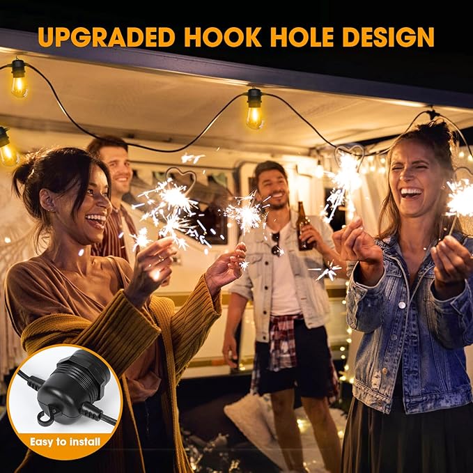 50FT LED Outdoor String Lights with 16 Shatterproof Waterproof S14 Replaceable Bulbs(1 Spare), 2700K Commercial Grade Patio Lights, Outside Hanging Light for Yard Garden Porch Deck Decor GvvooHome