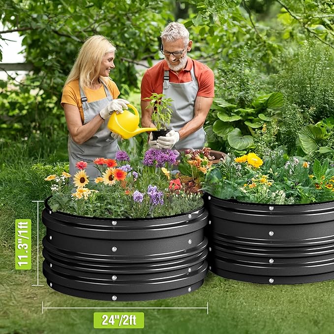 WORKPRO 3PK 2x2x1ft Outdoor Galvanized Raised Garden Bed Kit, Rust & Corrosion Protection, Easy Assembly, Safe Edge, Ideal for Vegetables & Flowers, Black WORKPRO