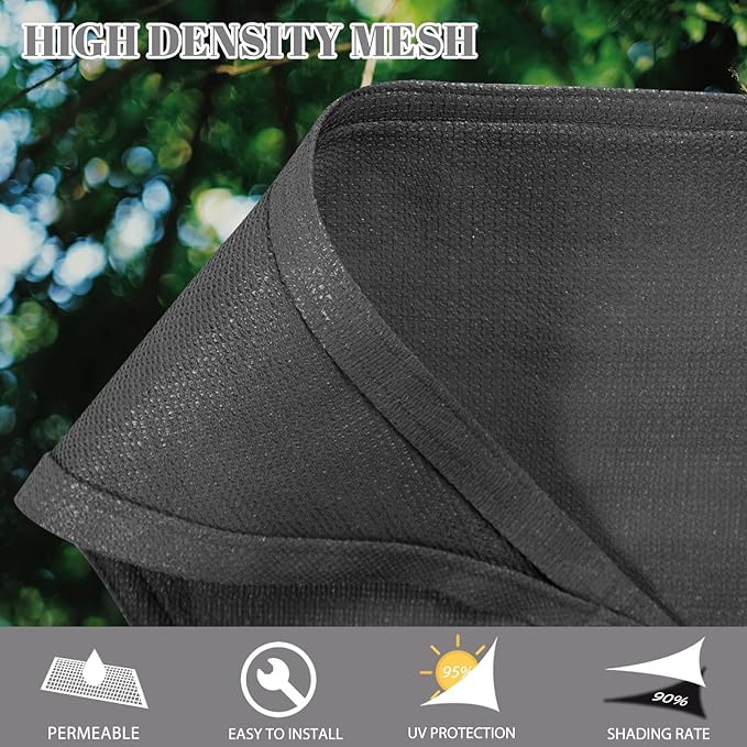 Cool Area Sun Shade Sail 12x16FT Rectangle Shade Canopy Outdoor Sunshade for Patio Backyard Garden, Dark Grey CoolArea