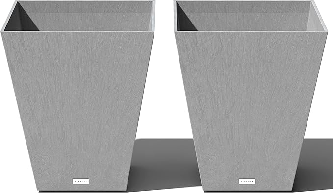 Veradek Pure Series Nobleton Plastic Planter - Large Pots for Indoor or Outdoor Porch/Patio | Durable All-Weather Use with Drainage Holes | Modern Planter Décor for Flowers, Shrubs, Trees VeradekOutdoor