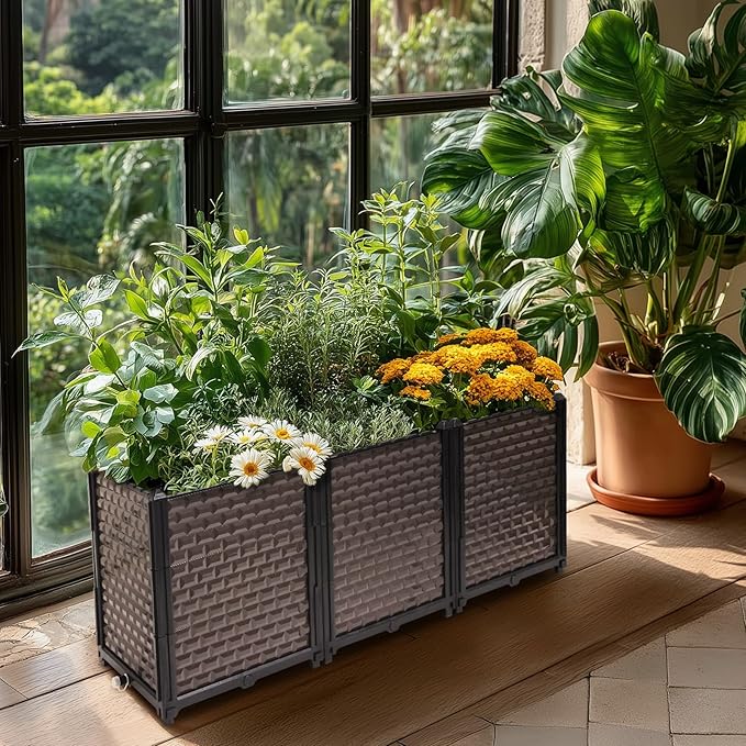 Large Planters for Outdoor Plants - Deepened 20" H, Raised Beds for Gardening Self Watering, Elevated Planter Box with Legs, Rectangular Garden Planters for Outdoor Plants Flowers, 47.2"L x 15.7"W TooCust