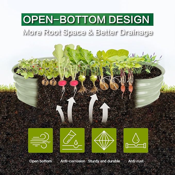 Gardmax Galvanized Raised Garden Bed, Lightweight Planter Boxes Outdoor with Easy Assembly, Large Garden Bed for Vegetables, Fruits, Flower Milk White ChooseGardmaxforbetterlife