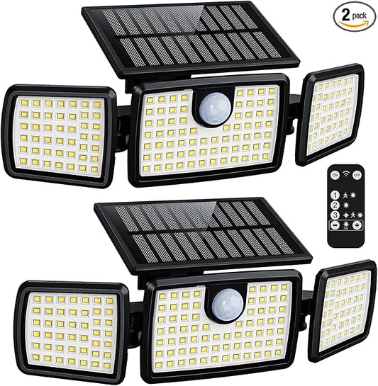 MIHANI Solar Lights Outdoor, Quick Charge Solar Motion Deck Lights Outdoor for Deck with High Brightness, Larger Built-in Tempered Glass Panel, Sensitive PIR Motion Inductor (Remote,2 Pack) MIHANI