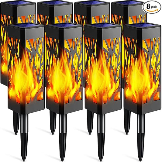 TomCare Flickering Flames Pathway Lights Solar Powered Decorative Garden Waterproof Torch Outdoor Landscape Lighting for Yard Patio TomCare