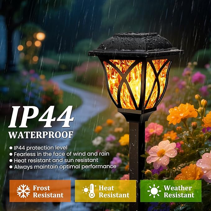 GIGALUMI Solar Lights Outdoor Waterproof, 6 Pack Flickering Flame LED Lights, Garden Decor for Yard, Patio, Landscape, Planter, Walkway GIGALUMI