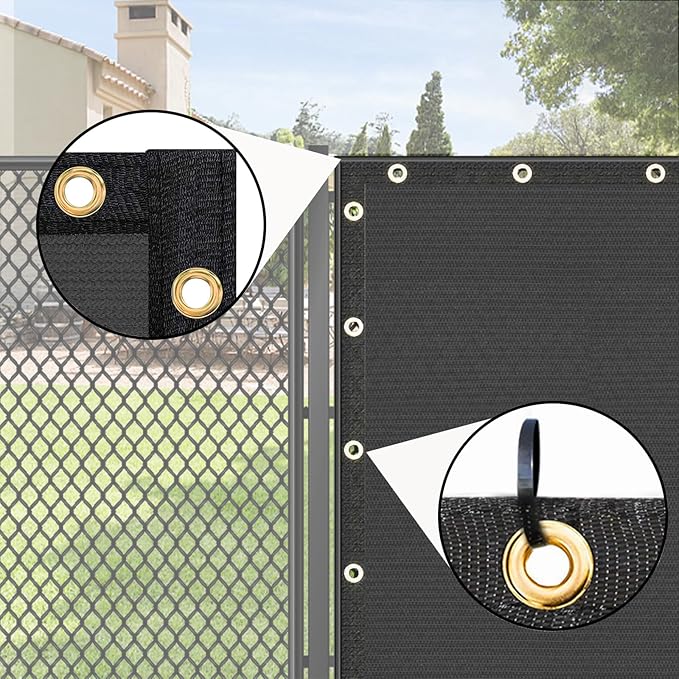 UPGRADE Privacy Fence Screen 6'x42' Dark Grey Outdoor 90% Visibility Blockage 170 GSM Mesh Shade Cover Panels for Backyard,Balcony,Home Decoration with Zip Ties,Customized Avaliable UPGRADE