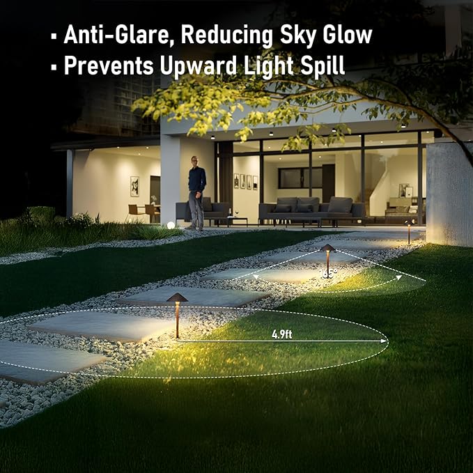 LEONLITE 12-Pack 5CCT LED Low Voltage Landscape Lights, 3W Cast-Aluminum 12-24V Pathway Lights, 1800K-5000K IP65 Path Lights, ETL Listed Landscape Lighting Wired for Yard Lawn, Oil Rubbed Bronze LEONLITE