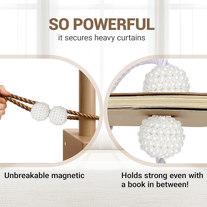 Hion Magnetic Curtain Tiebacks Dark Brown 2pcs, Curtain Tiebacks Buckles Holdbacks Holders Hooks Clip for Home Bedroom Office Decorative Curtain Hion