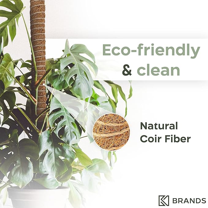 2 Pack 63'' Bendable Moss Pole Monstera Plant Support for Large Climbing Indoor Plants - Stakes for Potted Climbers - Tall Sticks Indoor Trellis for Houseplants - Accessories for Monstera Pot K-BRANDS