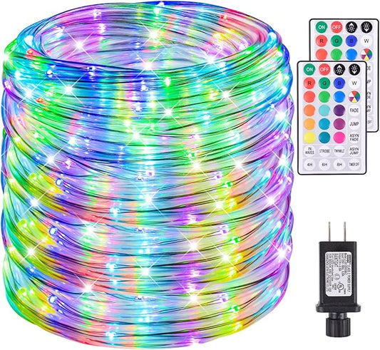 200Ft Rope Lights Outdoor, 18 Colors Changing 610 LED String Lights Plug in with Remote, IP68 Waterproof Twinkle Fairy Light Rope Lighting Indoor for Bedroom Patio Christmas Halloween Decor Nazuwke