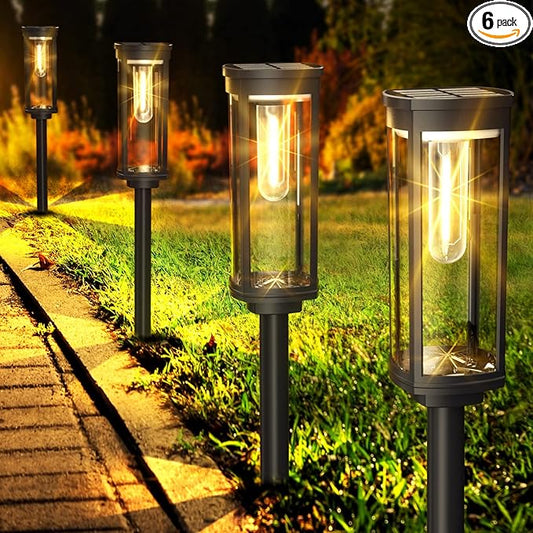 Solar Pathway Lights Outdoor 6 Pack, Bright Solar Path Lights Outside Waterproof, Walkway Light Solar Powered Landscape Lights for Driveway Lawn Patio Sidewalk Yard COXSENI