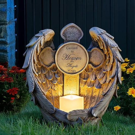 Solar Garden Angel Statue Light – Praying Guardian Angel Figurines for Outdoor Yard Decor Cemetery Decorations, Waterproof Garden Sculpture Memorial Gifts for Women, Mom, Grandma, Lover Candieslife