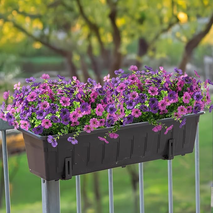 Artificial Flowers Faux Plants Outdoor Fake Flowers Spring Decor,12 Bundles Realistic Plastic Plant Colorful Daisy UV Resistant for Porch Patio Home Yard Garden Window Box Pot Planters ZFProcessArtificialFlowers