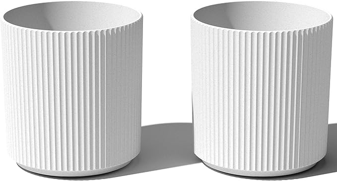 Veradek Round Demi Planter Pots for Indoor/Outdoor Garden Use | Made from Plastic - Concrete Mix with Drainage Holes | Perfect for Small to Large Succulent Plants, Flowers, Modern Interior Plants VeradekOutdoor