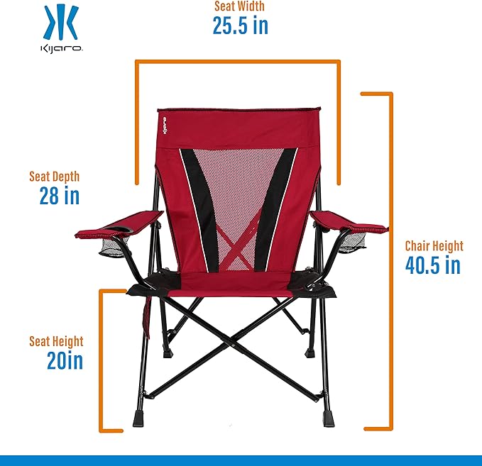 Kijaro XXL Dual Lock Portable Camping Chair - Supports Up to 400lbs - Enjoy The Outdoors in a Versatile Folding Sports & Outdoor Chair Kijaro