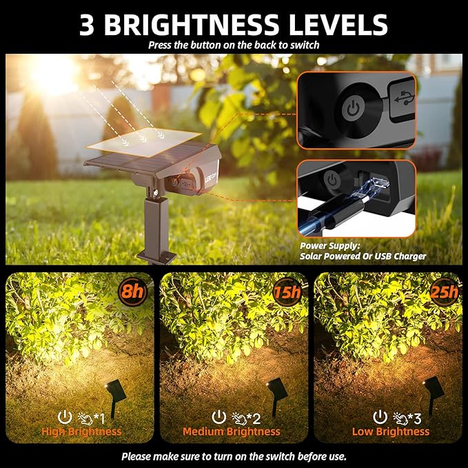 3 Brightness Modes Solar Outdoor Lights with Super Bright 40LEDs, 360 Adjustable Lighting Angle, USB Charging, Longer Working Time, Waterproof, Patio, Porch, Driveway LEREKAM