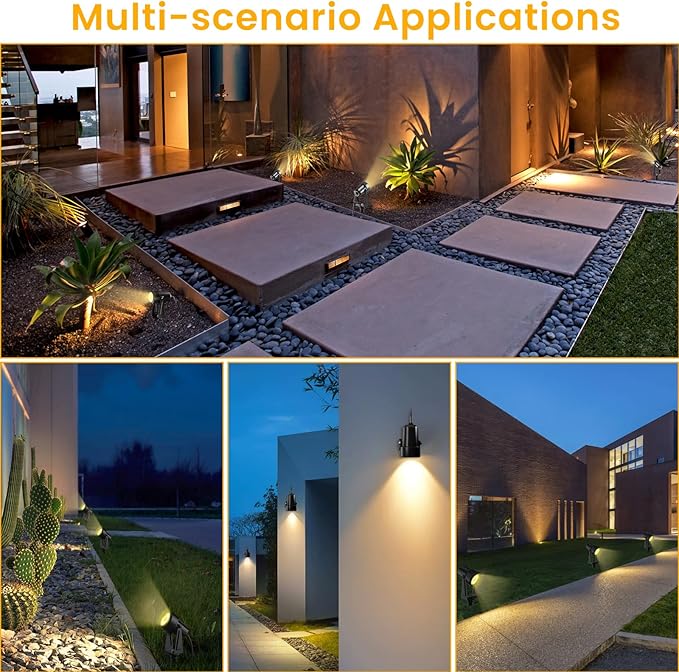 Low Voltage Landscape Lighting,8 Pack Outdoor LED Landscape Spotlights with Transformer 27V Garden Lights Pathway Lights IP65 Waterproof 3000K Warm White Pogestrand