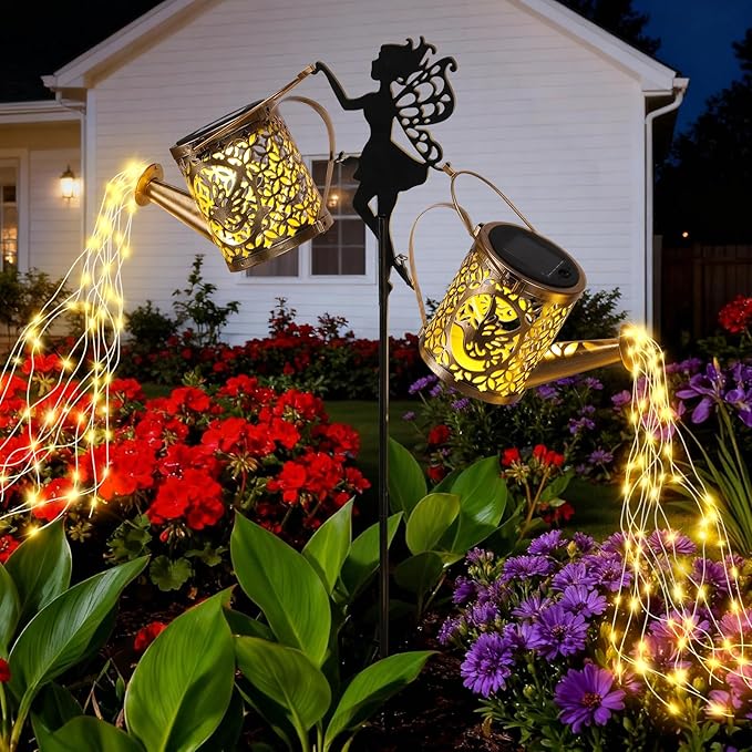 LOVERUIS Solar Watering Can Light - Solar Garden Light with 8 Color Changing Modes, IP65 Waterproof, Perfect Garden Decor for Outside, Patio, Wedding & Lawn Gift for Women, Mom, Grandma CuteDesignHighQuality