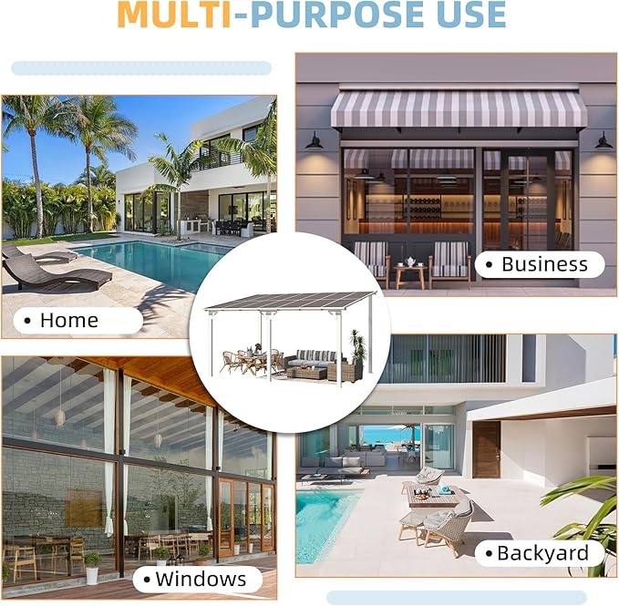 AECOJOY 14' x 10' Gazebo in White, Large Wall Mounted Gazebos on Clearance, Outdoor Patio Lean to Gazebo Metal Awnings for Decks, Patio, Porch, Backyard and More AECOJOY