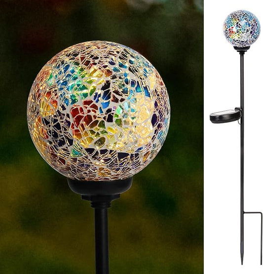VCUTEKA Solar Path Lights Outdoor Decorative - Mosaic Solar Garden Stakes Light Waterproof LED Light for Landscape Lawn Patio Yard Driveway Decoration VCUTEKA