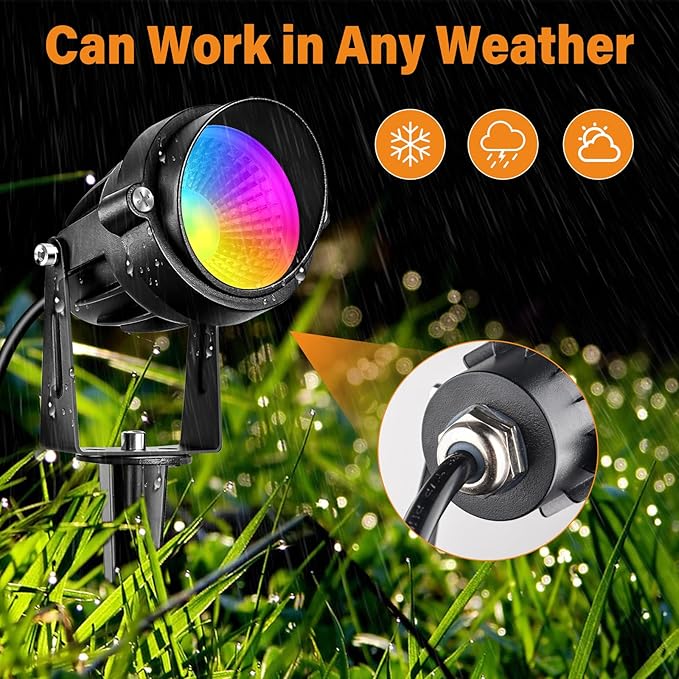 Low Voltage RGBW LED Landscape Lights Spot Lights Outdoor for Yard Garden Decor Spotlight, 12V-24V Low Voltage Landscape Lighting with 16 Color Changing and Remote IP68 Waterproof (10 Pack) Agdjasa